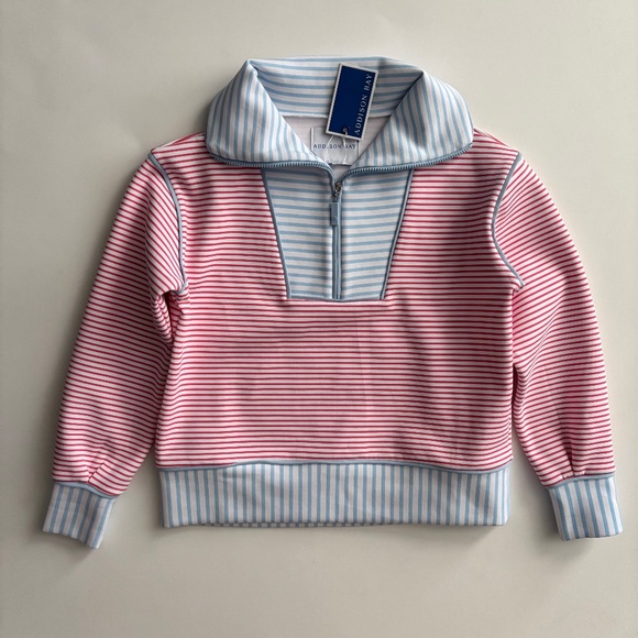 Addison Bay Sweaters - Addison Bay Polished Double Knit Alley Quarter Zip Sweater Nwt Guava Stripe